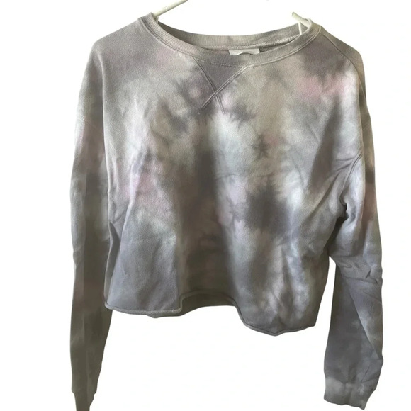 Colsie Pink Tie Dyed Cropped Lounge Sweatshirt Size Small - Picture 2 of 5